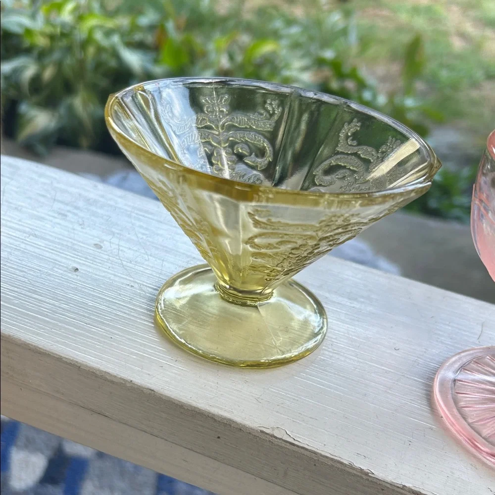 Three Vintage Depression Glass Dessert Cups